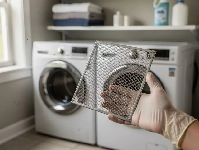 Norfolk Dryer Vent Cleaning specialist performing detailed lint trap cleaning service in Norfolk